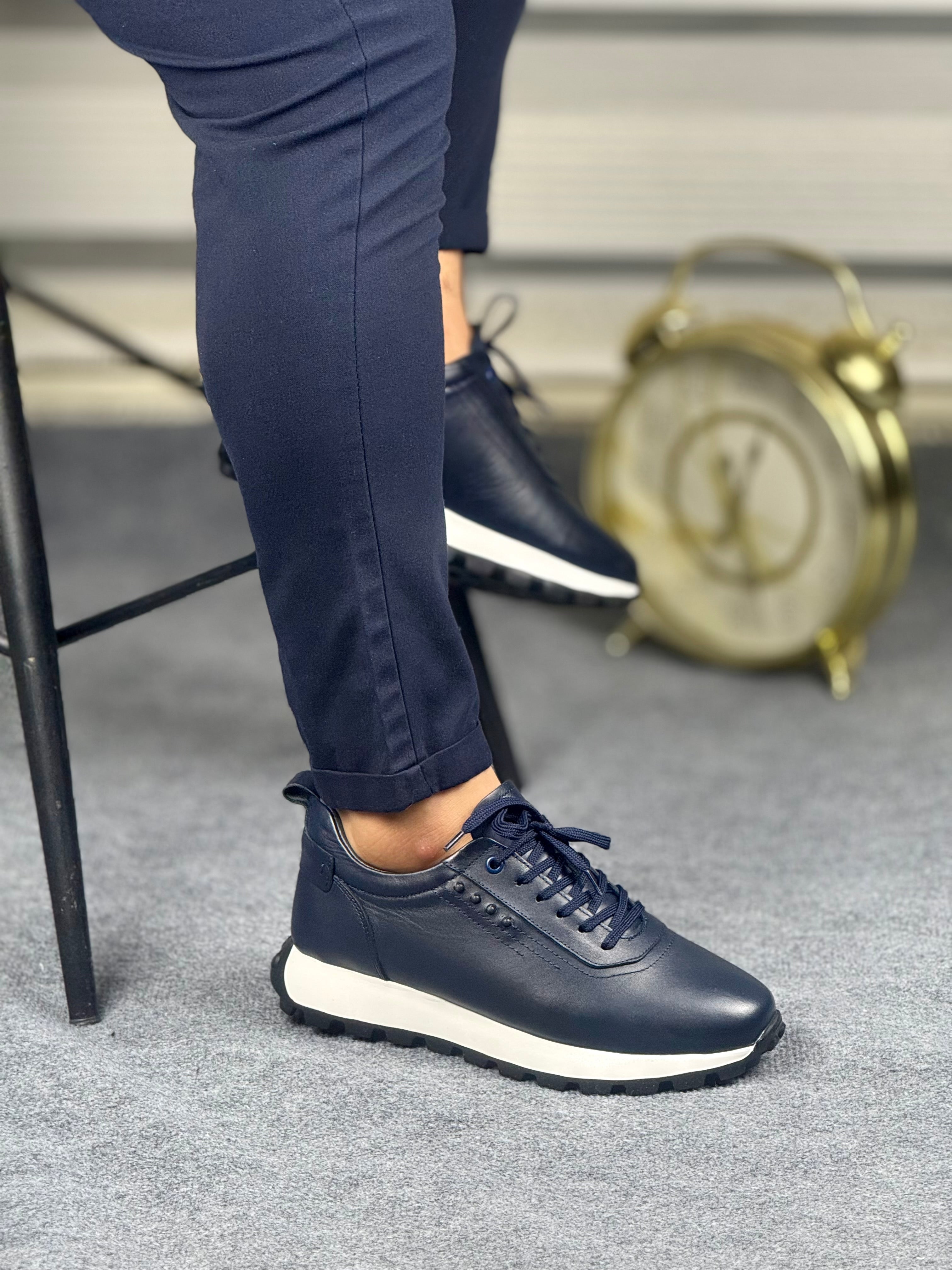 800 LACİVERT ERKEK DERİ AYAKKABI