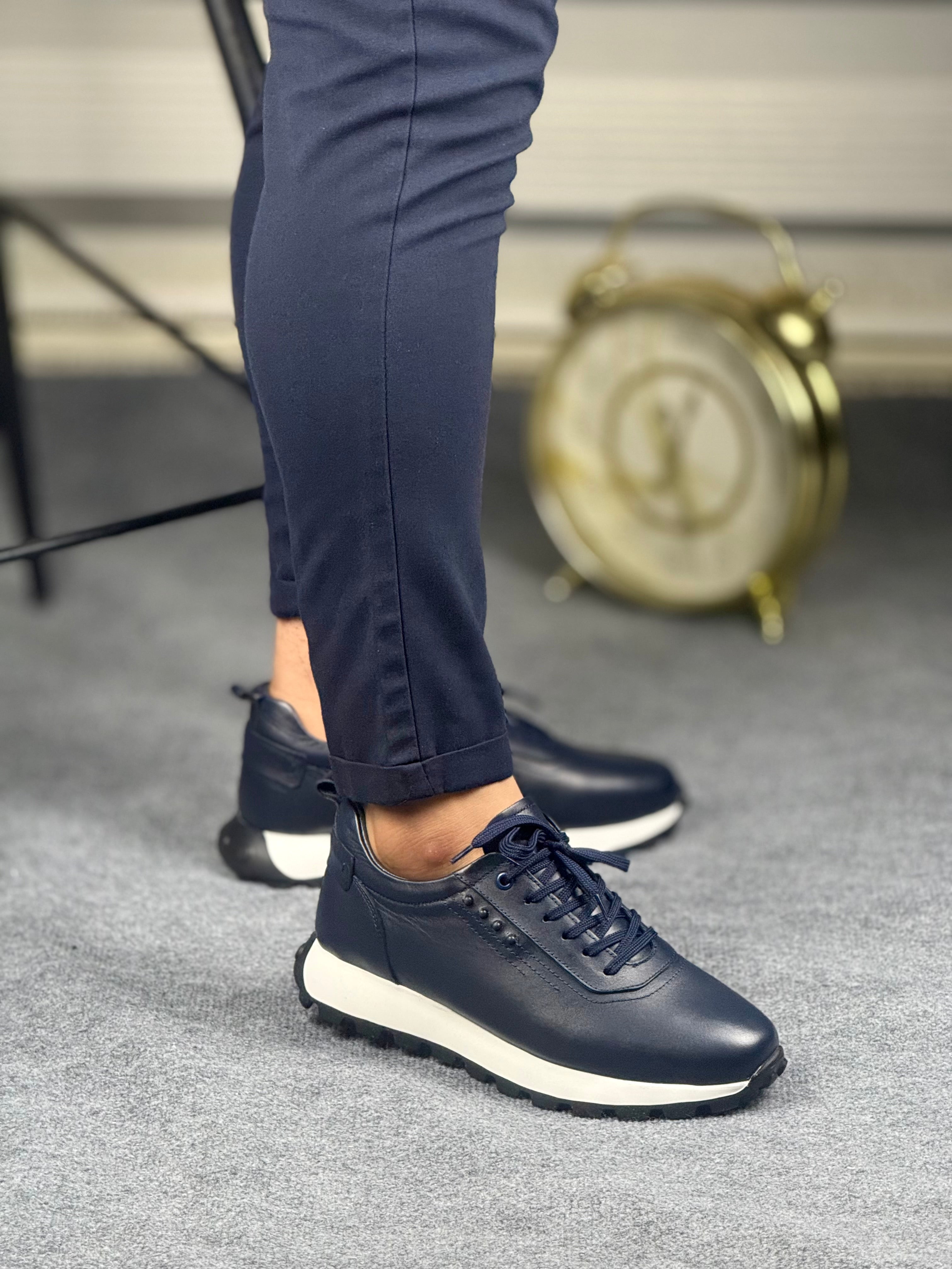 800 LACİVERT ERKEK DERİ AYAKKABI