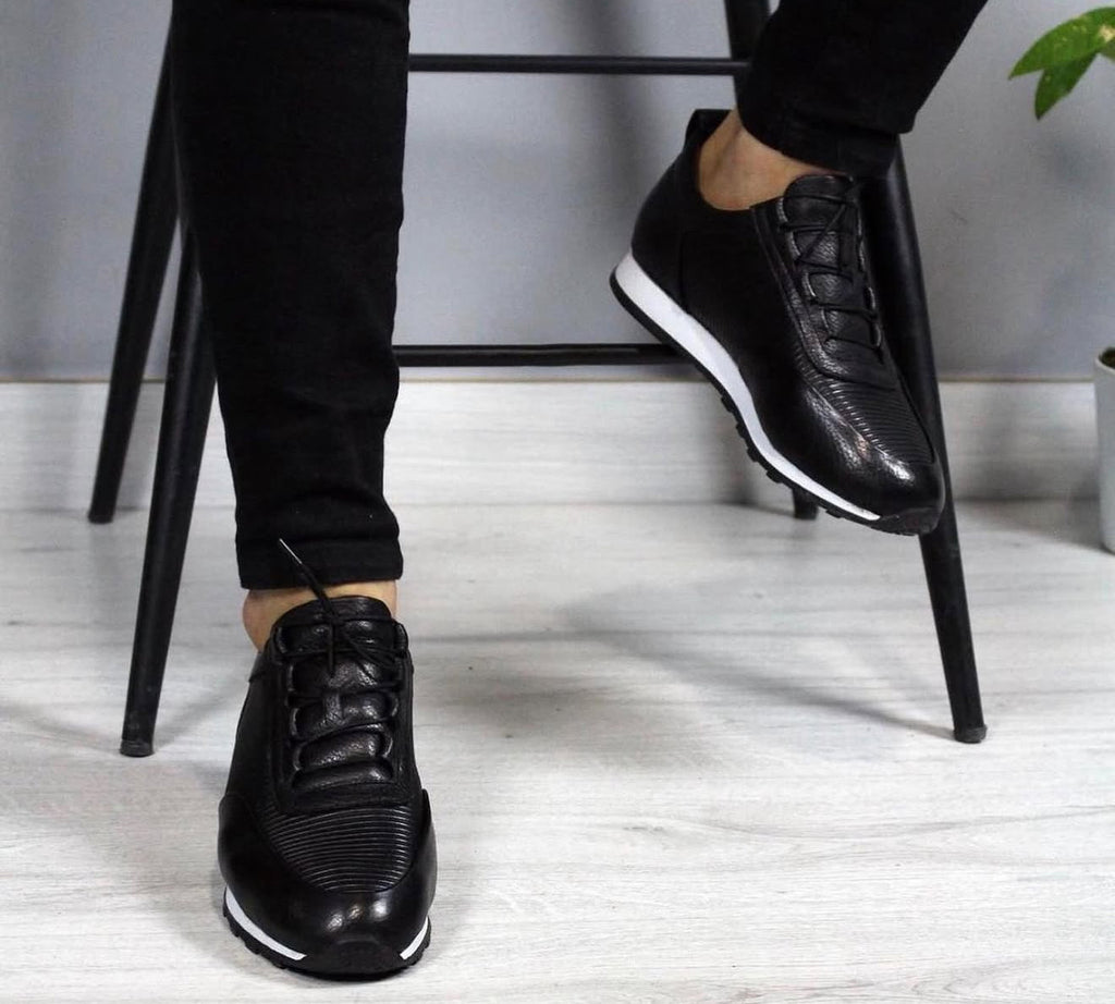 076 SİYAH ERKEK DERİ AYAKKABI