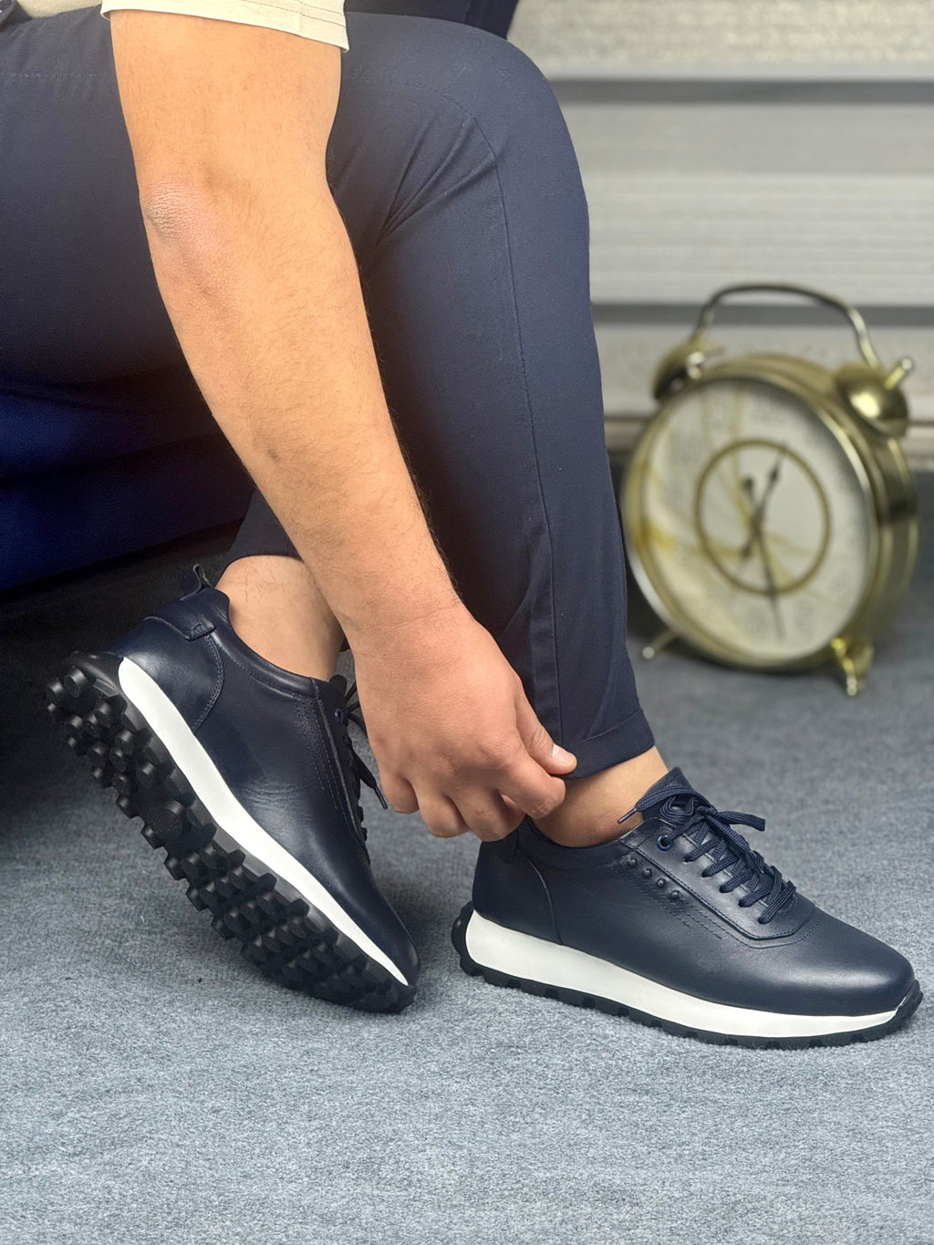 800 LACİVERT ERKEK DERİ AYAKKABI