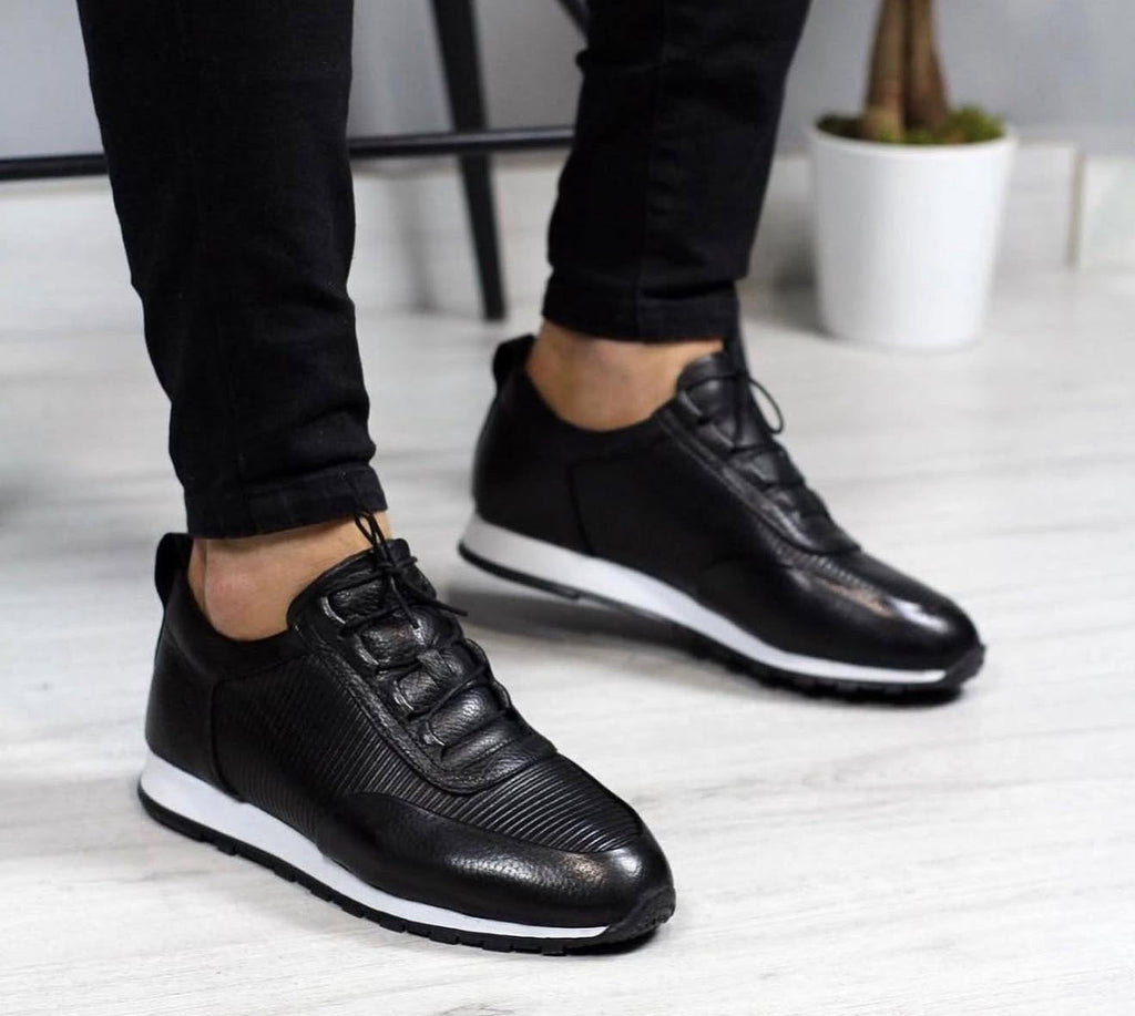 076 SİYAH ERKEK DERİ AYAKKABI