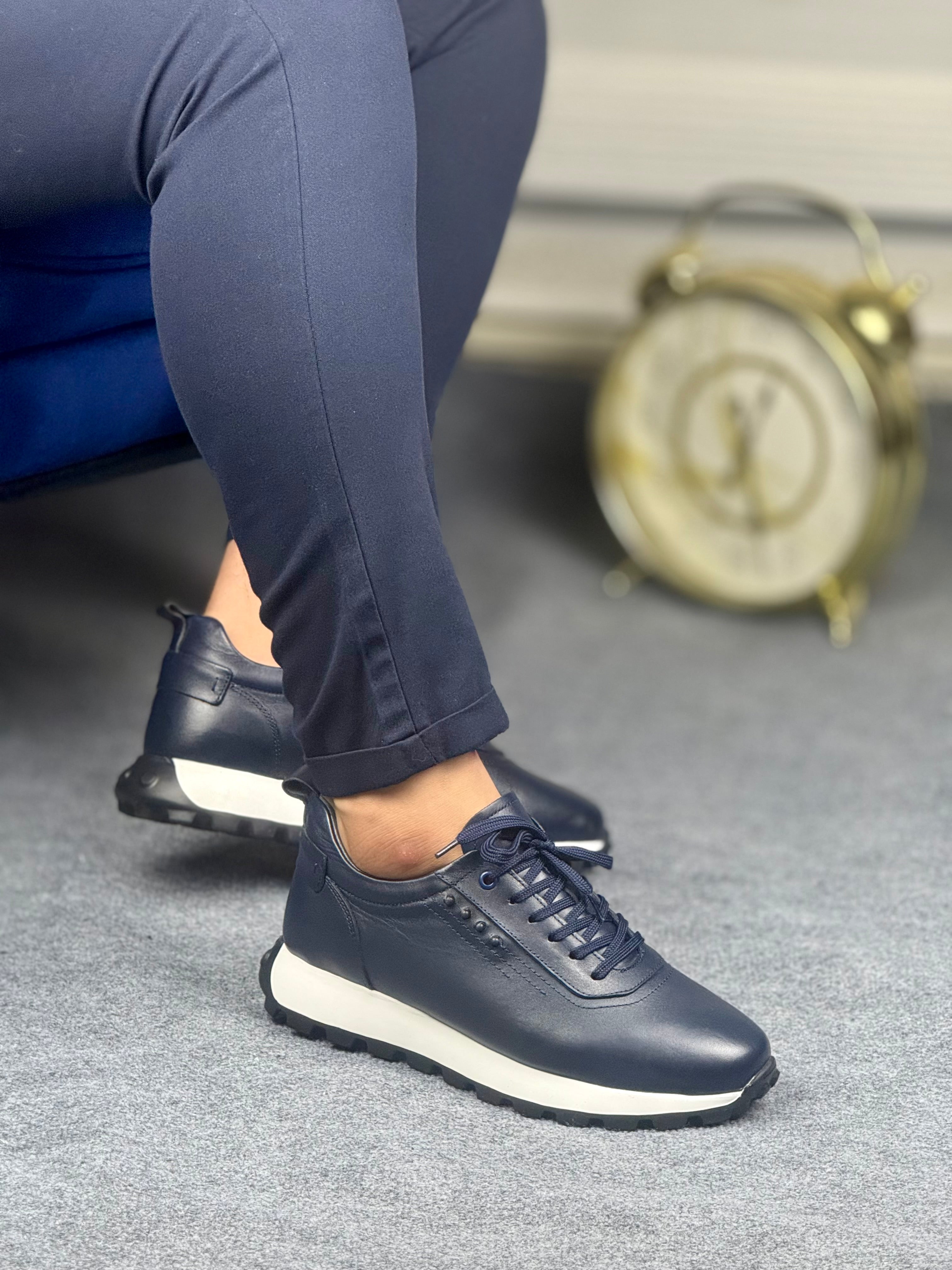 800 LACİVERT ERKEK DERİ AYAKKABI