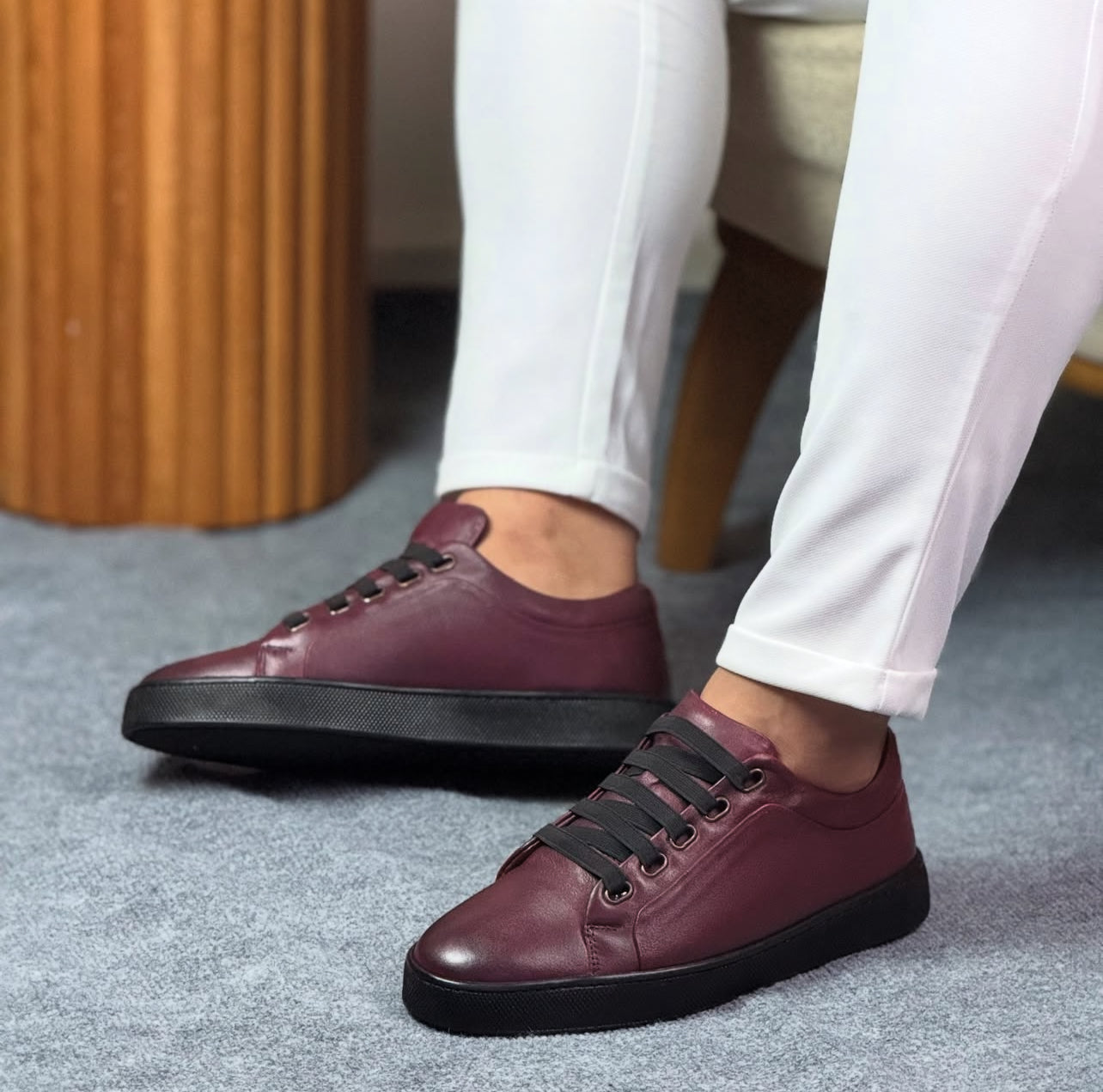 0090 VİŞNE SNEKAKERS ERKEK DERİ AYAKKABI