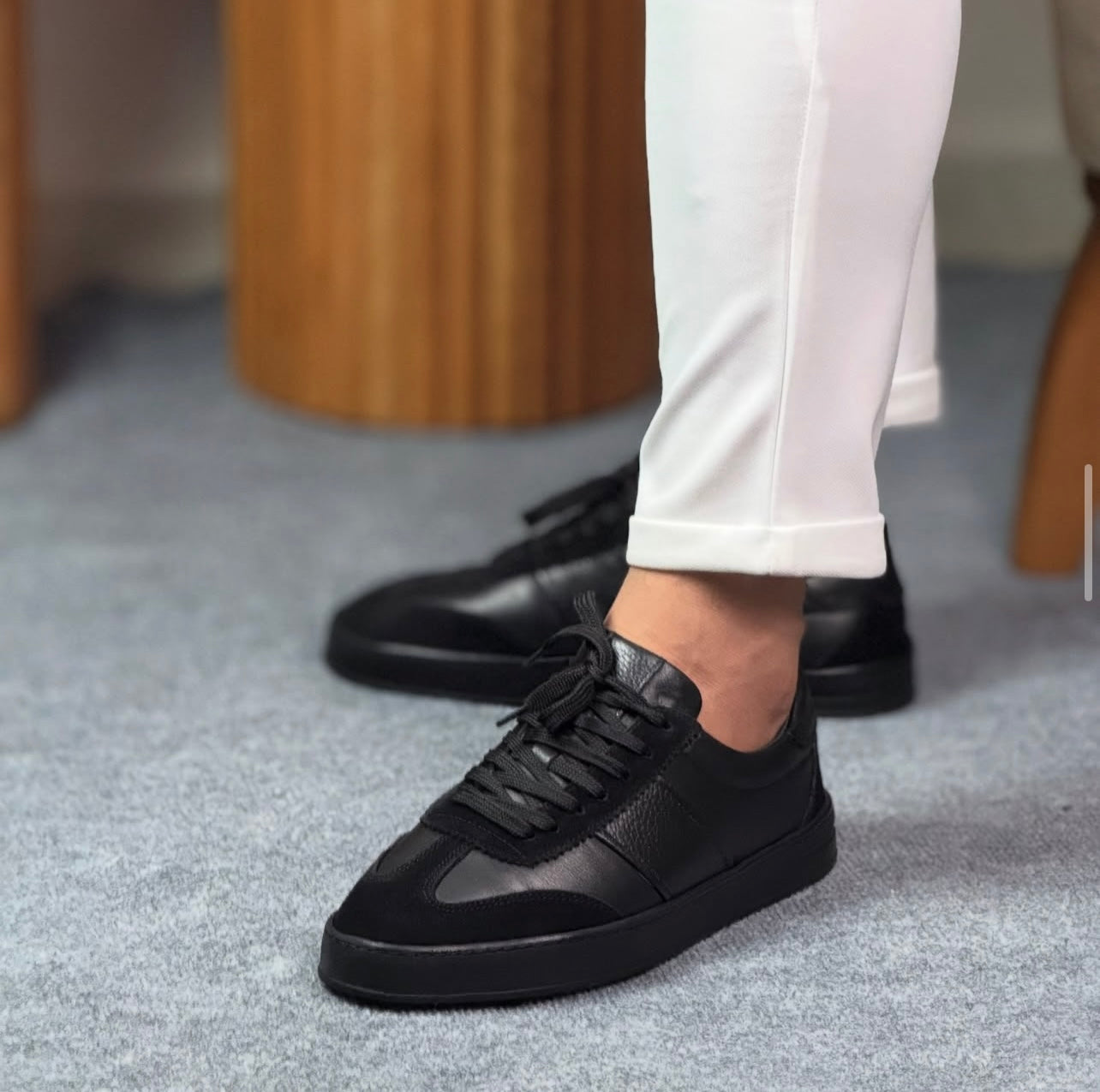 0060 SİYAH SNEKAKERS ERKEK DERİ AYAKKABI