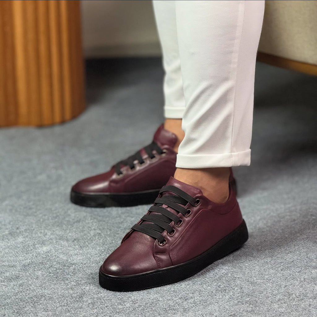 0090 VİŞNE SNEKAKERS ERKEK DERİ AYAKKABI