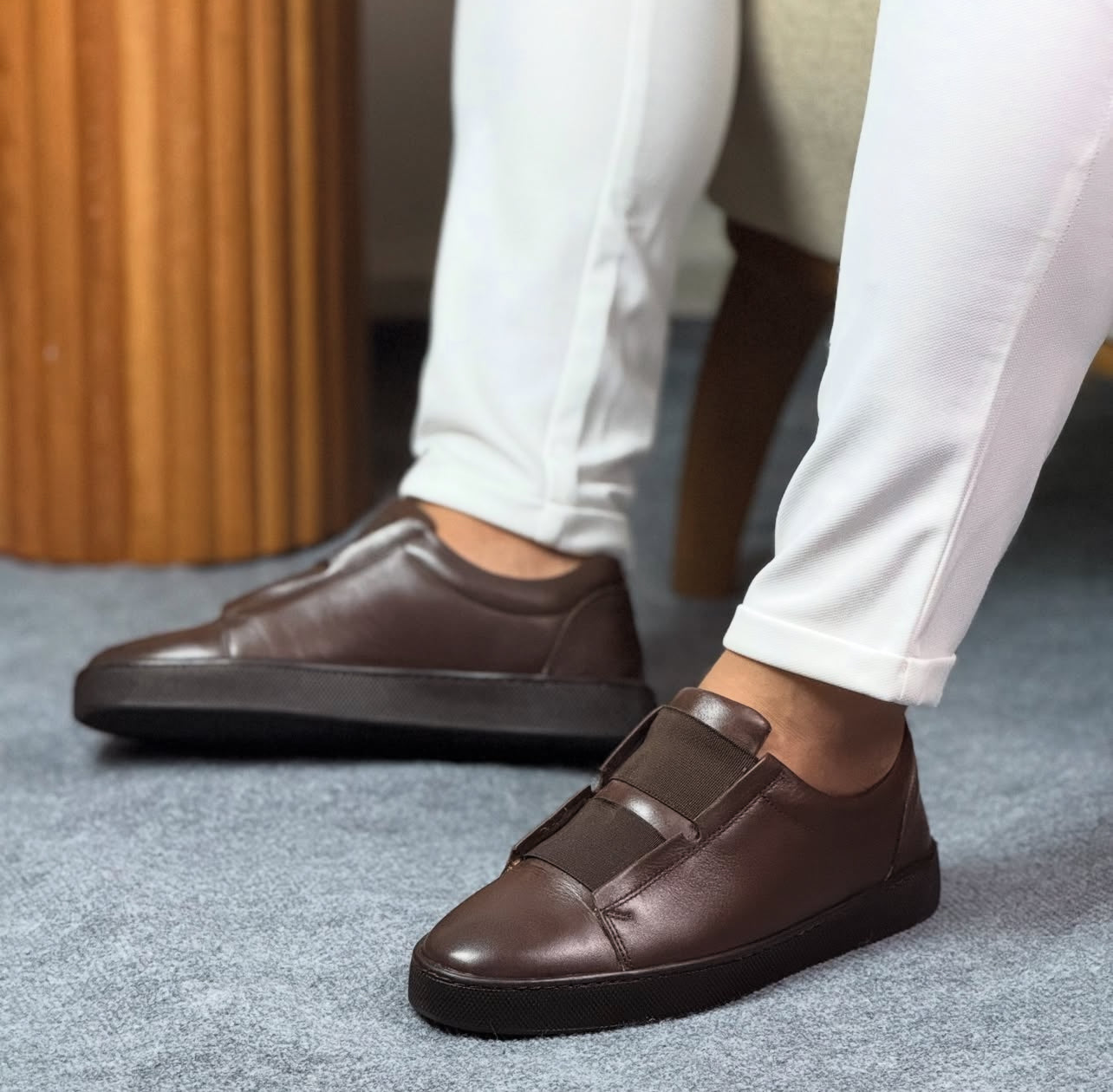 0091 KAHVERENGİ SNEKAKERS ERKEK DERİ AYAKKABI