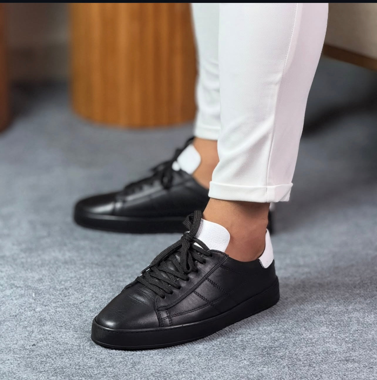 0061 SİYAH SNEKAKERS ERKEK DERİ AYAKKABI