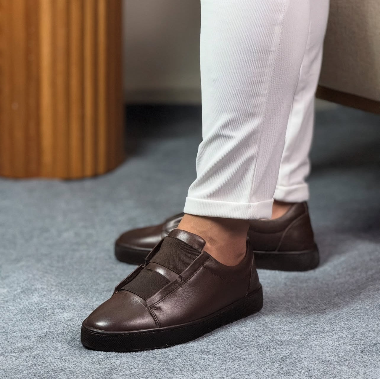 0091 KAHVERENGİ SNEKAKERS ERKEK DERİ AYAKKABI