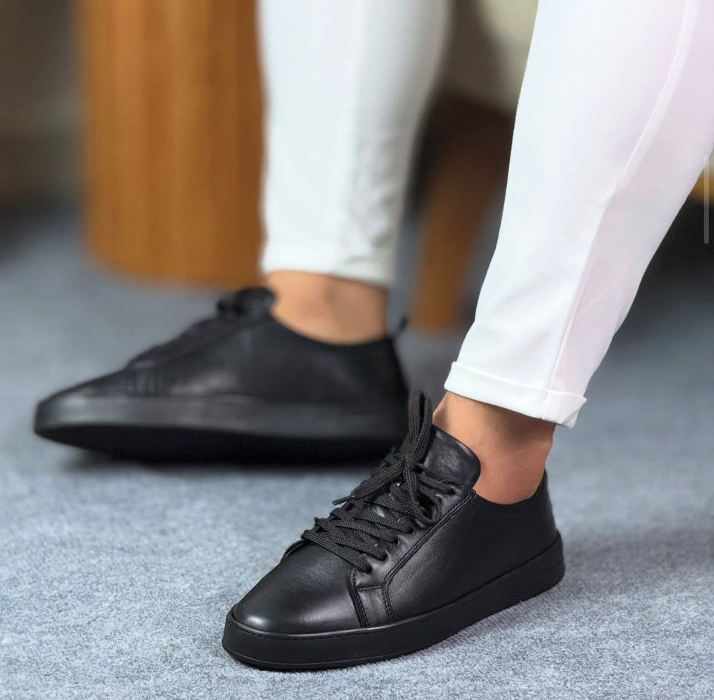 0062 SİYAH SNEKAKERS ERKEK DERİ AYAKKABI