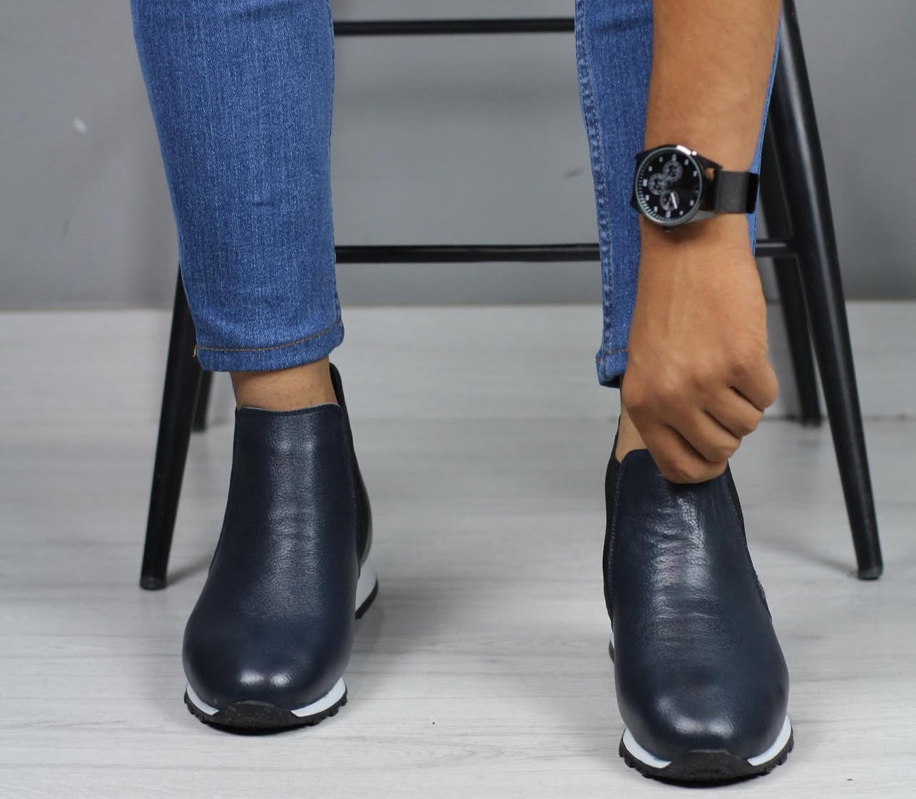 0020 LACİVERT ERKEK DERİ BOT