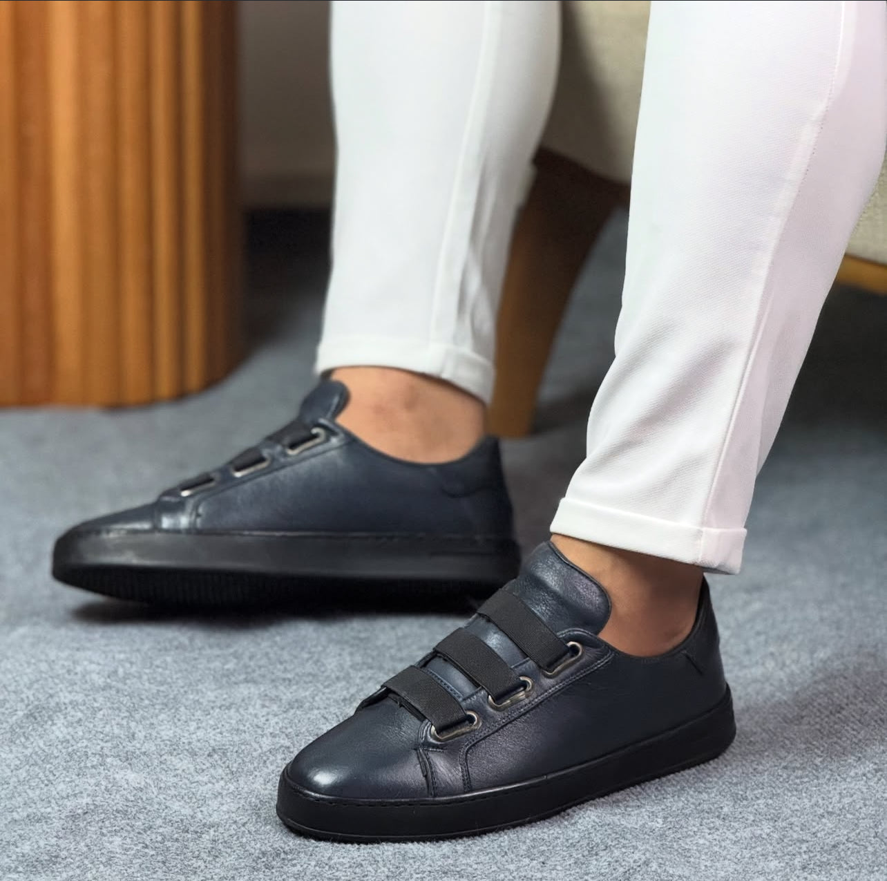 0092 LACİVERT SNEKAKERS ERKEK DERİ AYAKKABI