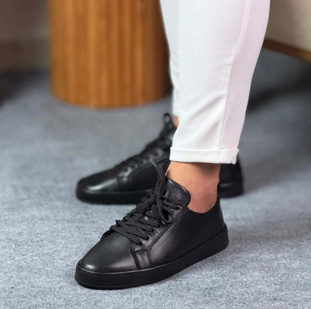 0062 SİYAH SNEKAKERS ERKEK DERİ AYAKKABI