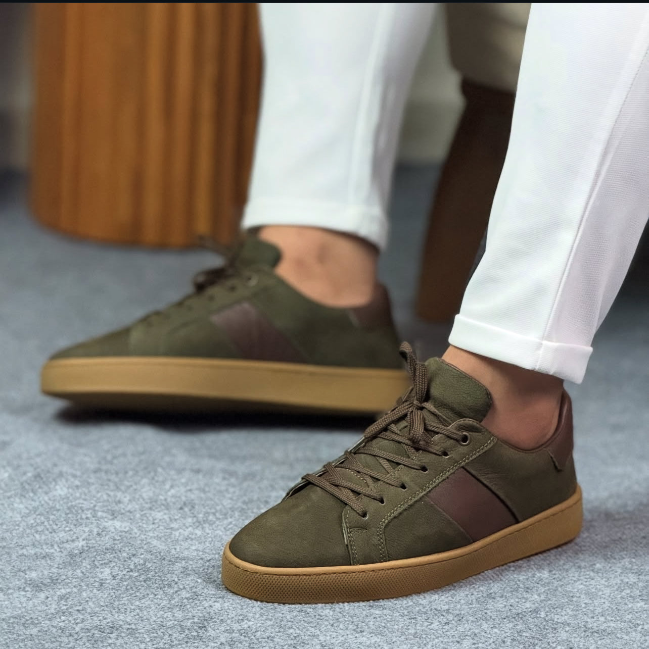 0095 YEŞİL NUBUK ERKEK DERİ AYAKKABI