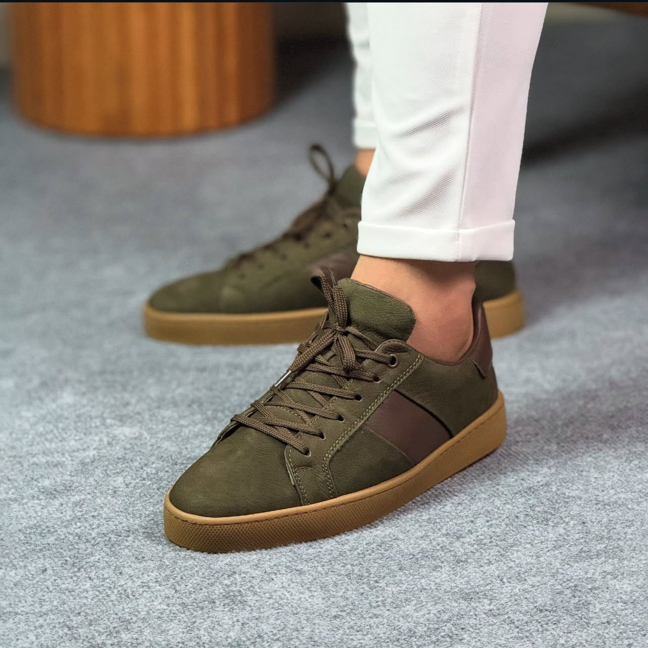 0095 YEŞİL NUBUK ERKEK DERİ AYAKKABI