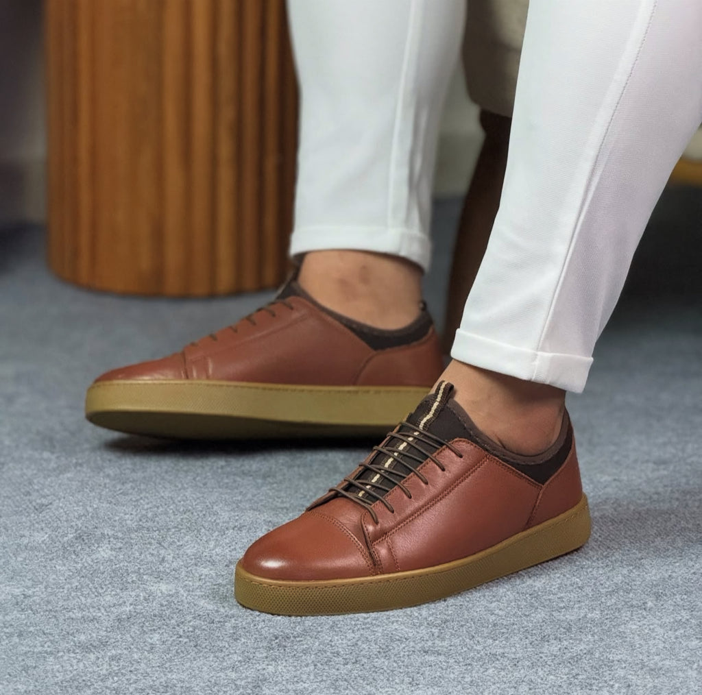 0094 TABA SNEKAKERS ERKEK DERİ AYAKKABI