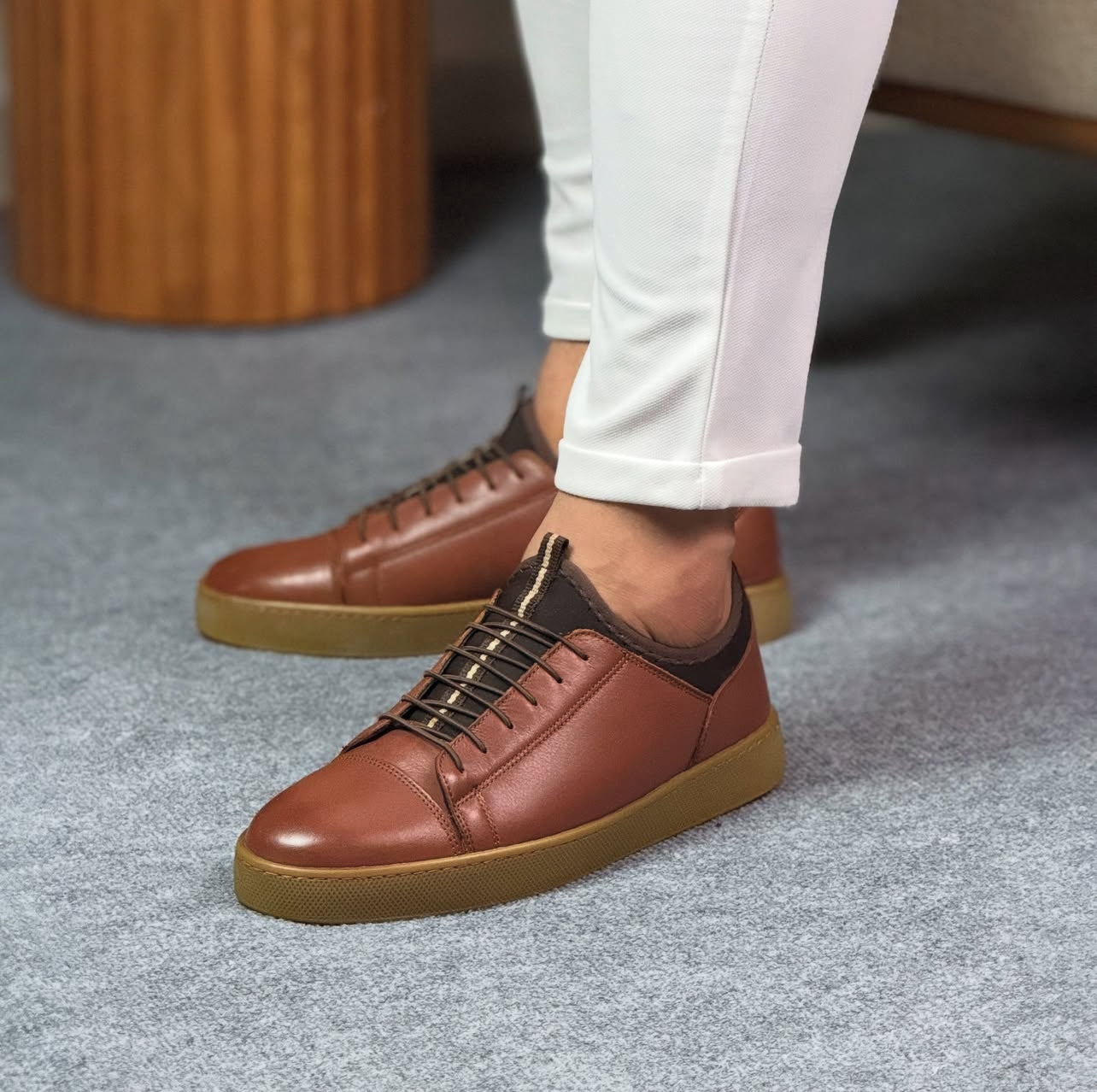 0094 TABA SNEKAKERS ERKEK DERİ AYAKKABI