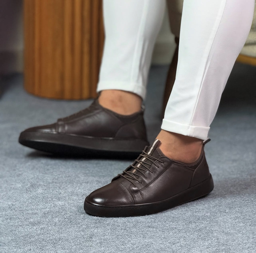 0094 KAHVERENGİ SNEKAKERS ERKEK DERİ AYAKKABI