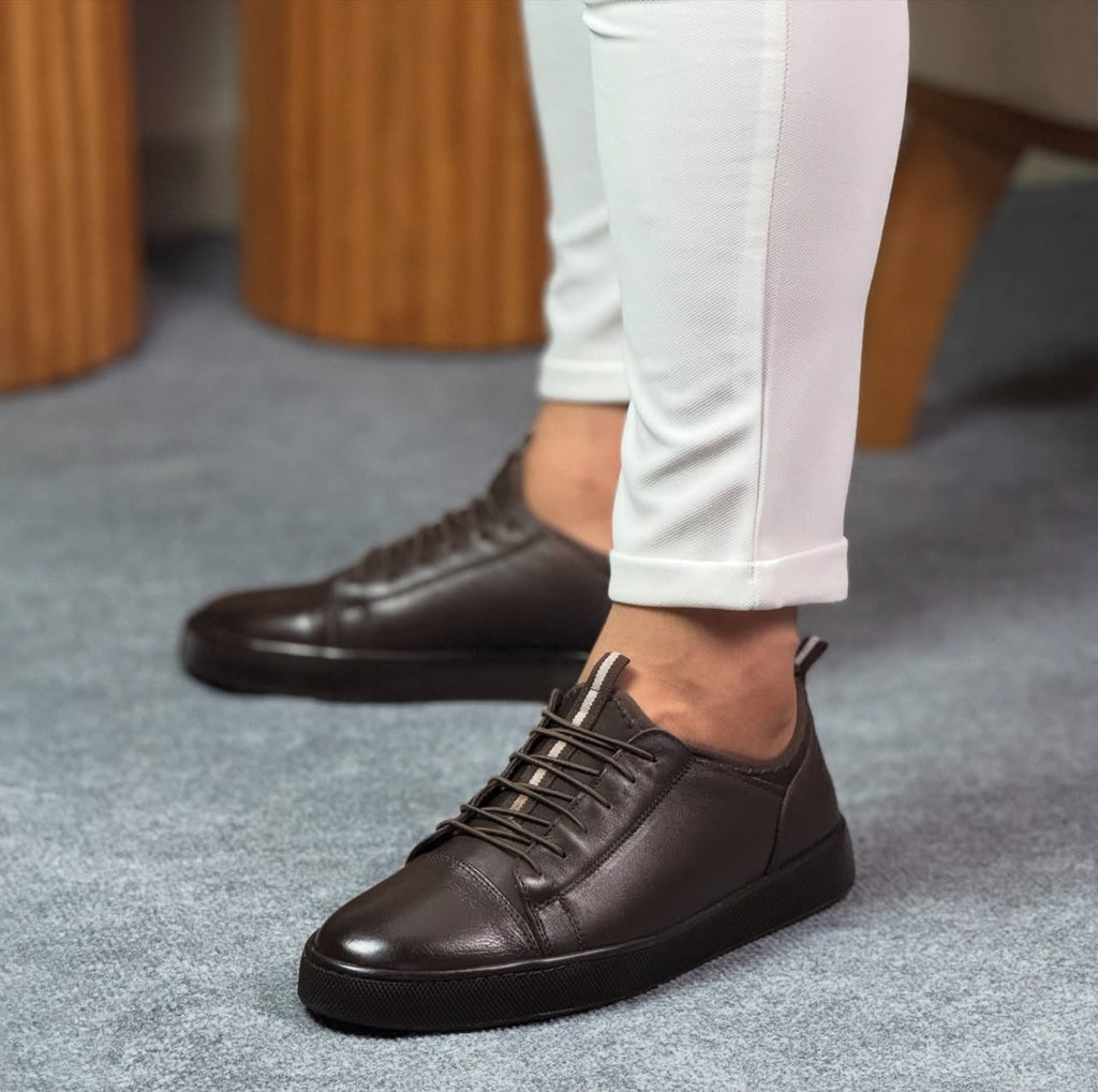 0094 KAHVERENGİ SNEKAKERS ERKEK DERİ AYAKKABI