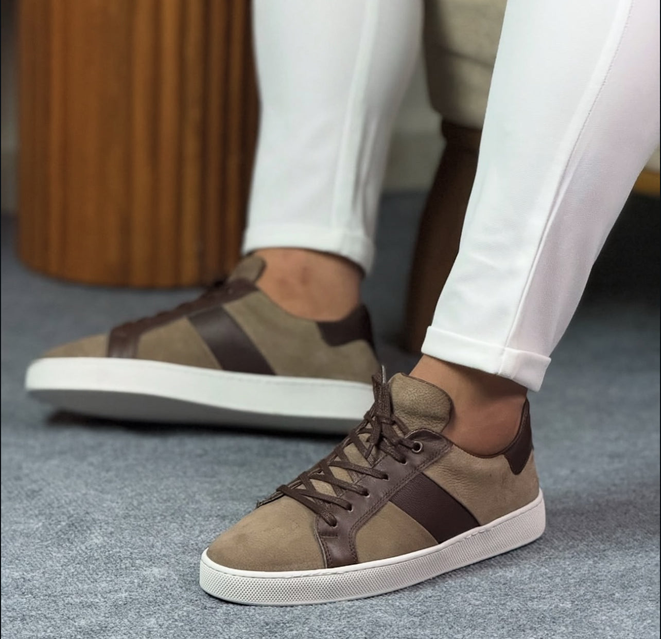 0095 KREM NUBUK ERKEK DERİ AYAKKABI