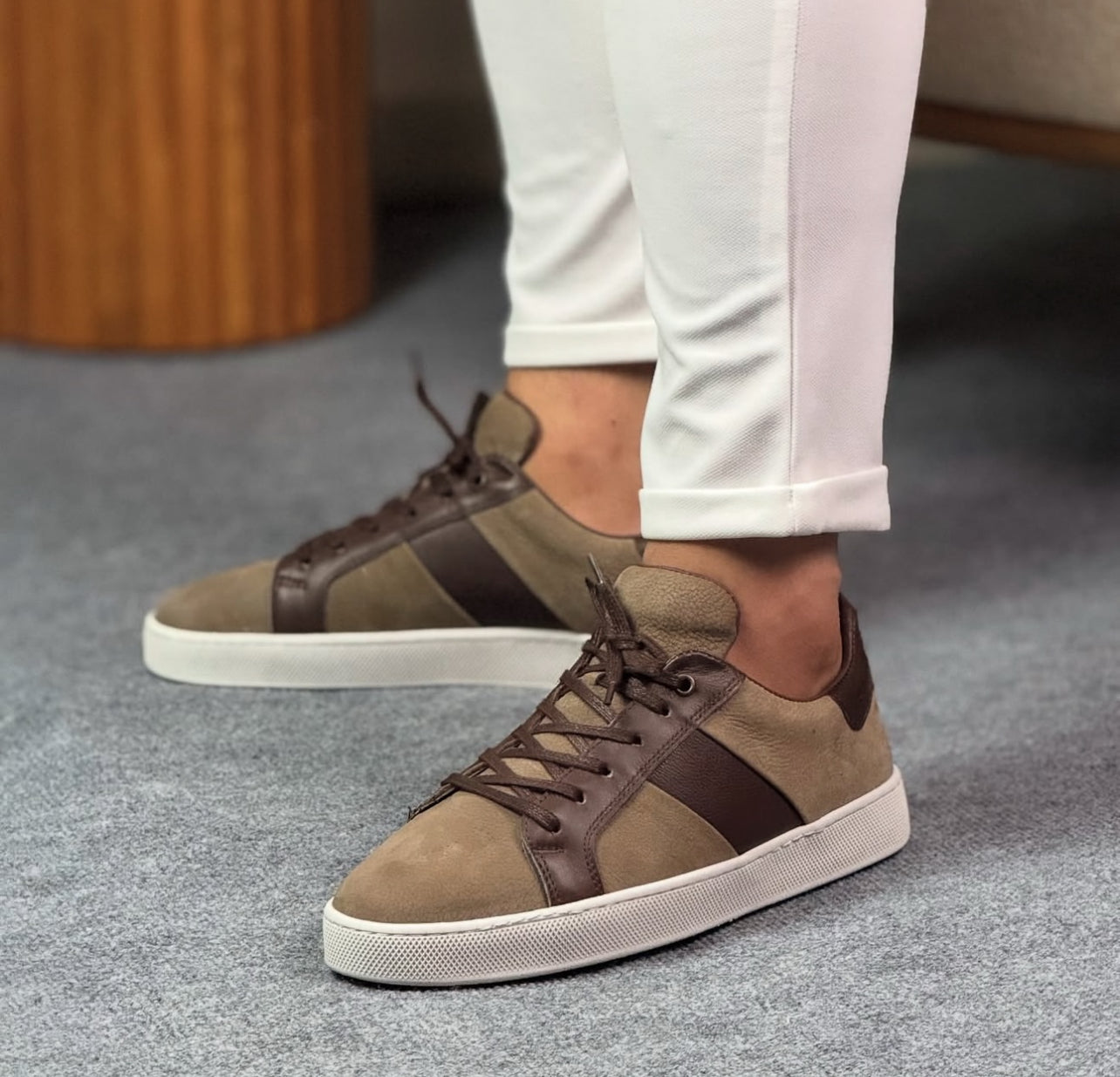 0095 KREM NUBUK ERKEK DERİ AYAKKABI