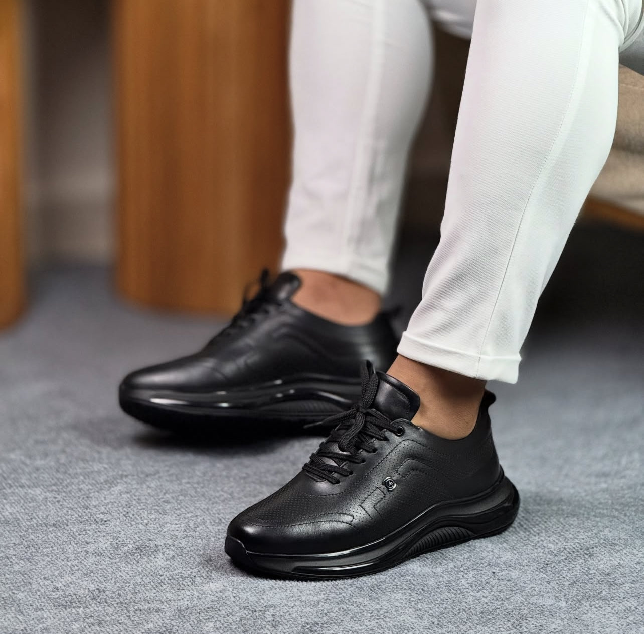 0063 SİYAH SNEKAKERS ERKEK DERİ AYAKKABI