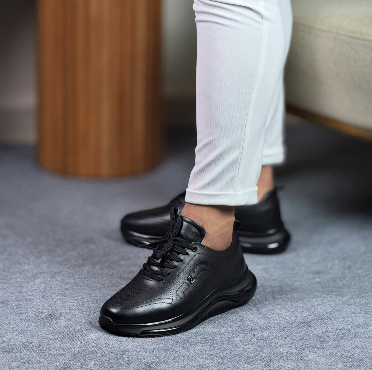 0063 SİYAH SNEKAKERS ERKEK DERİ AYAKKABI