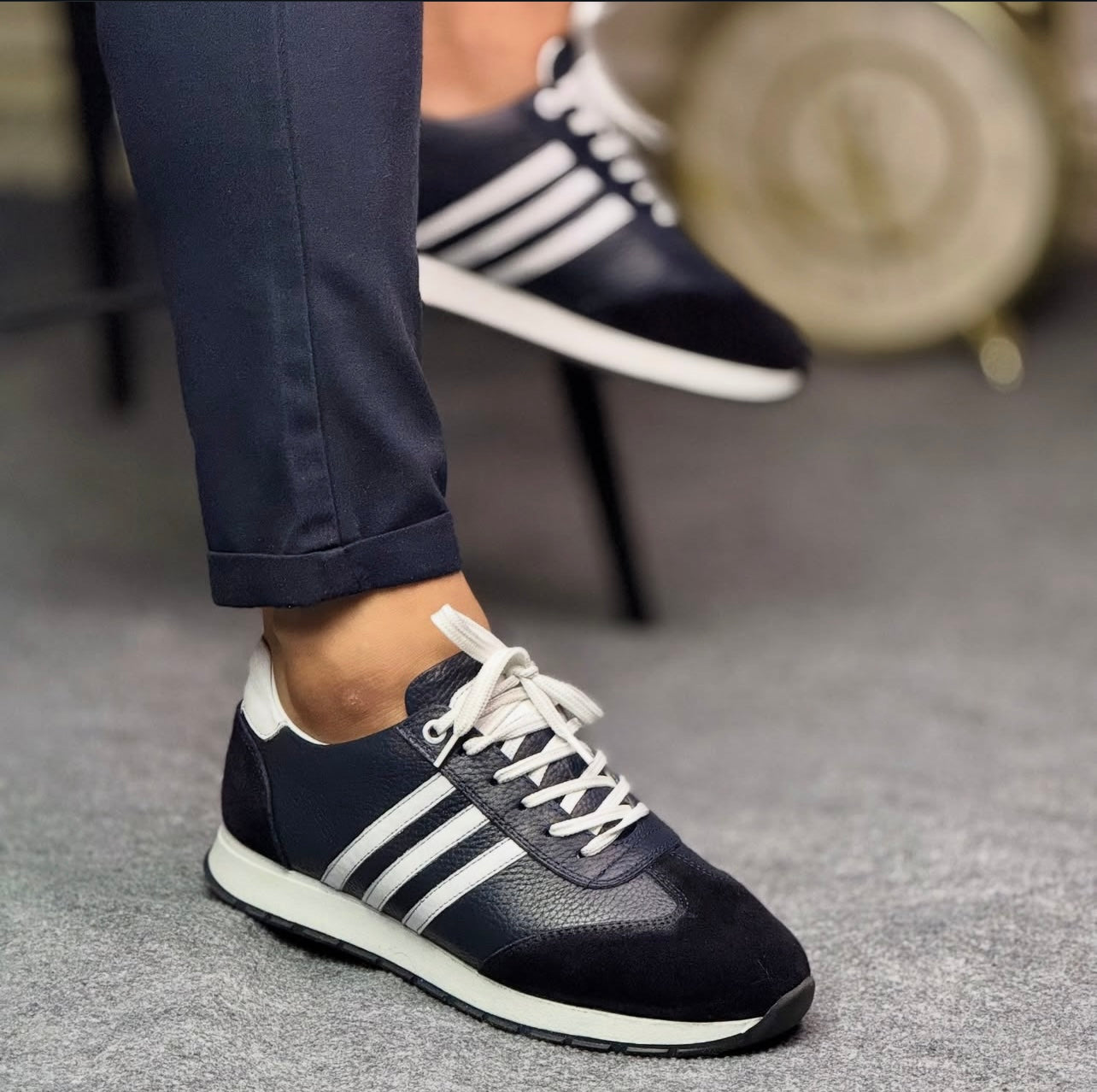 0074 LACİVERT ERKEK DERİ AYAKKABI