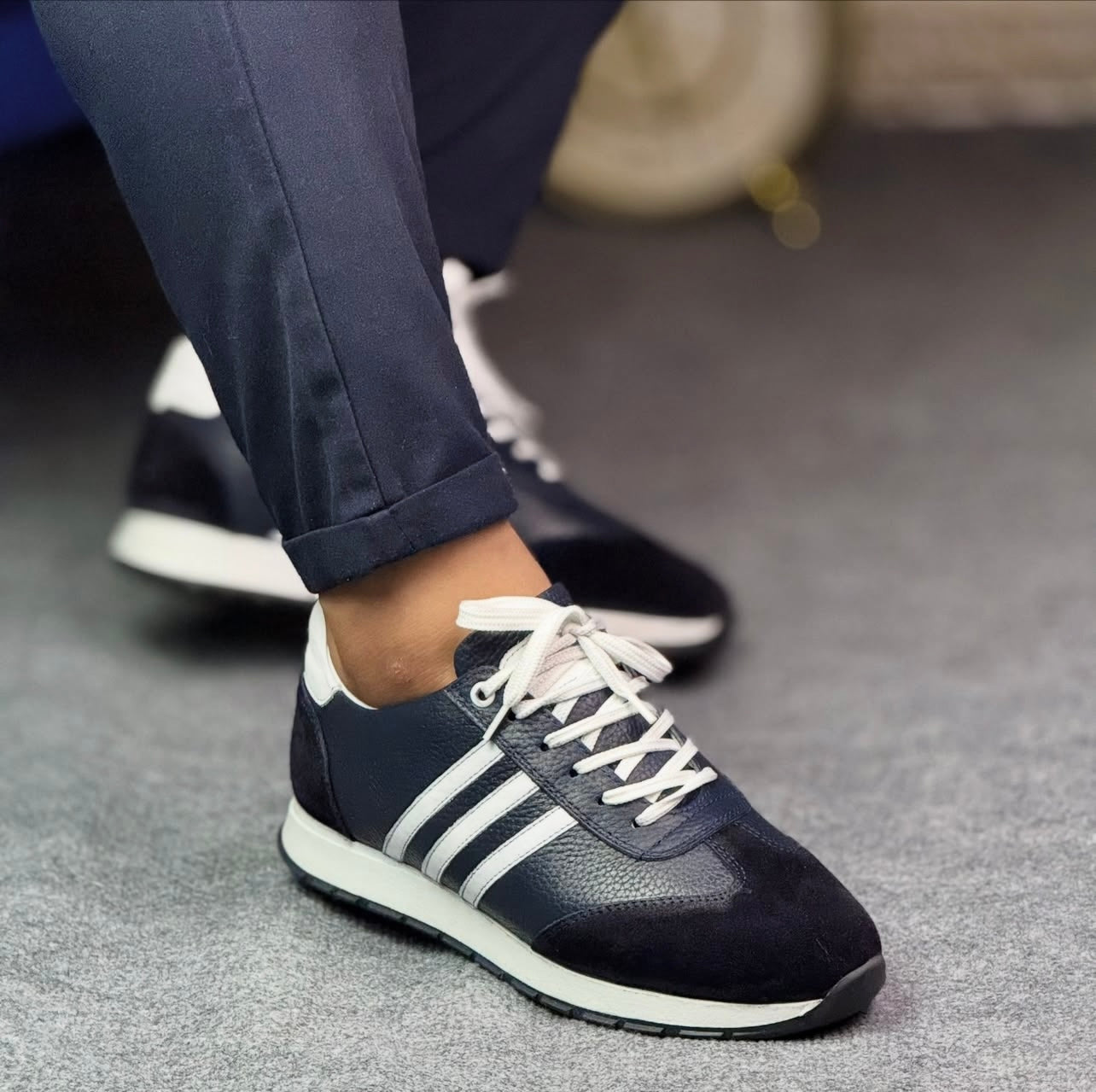 0074 LACİVERT ERKEK DERİ AYAKKABI