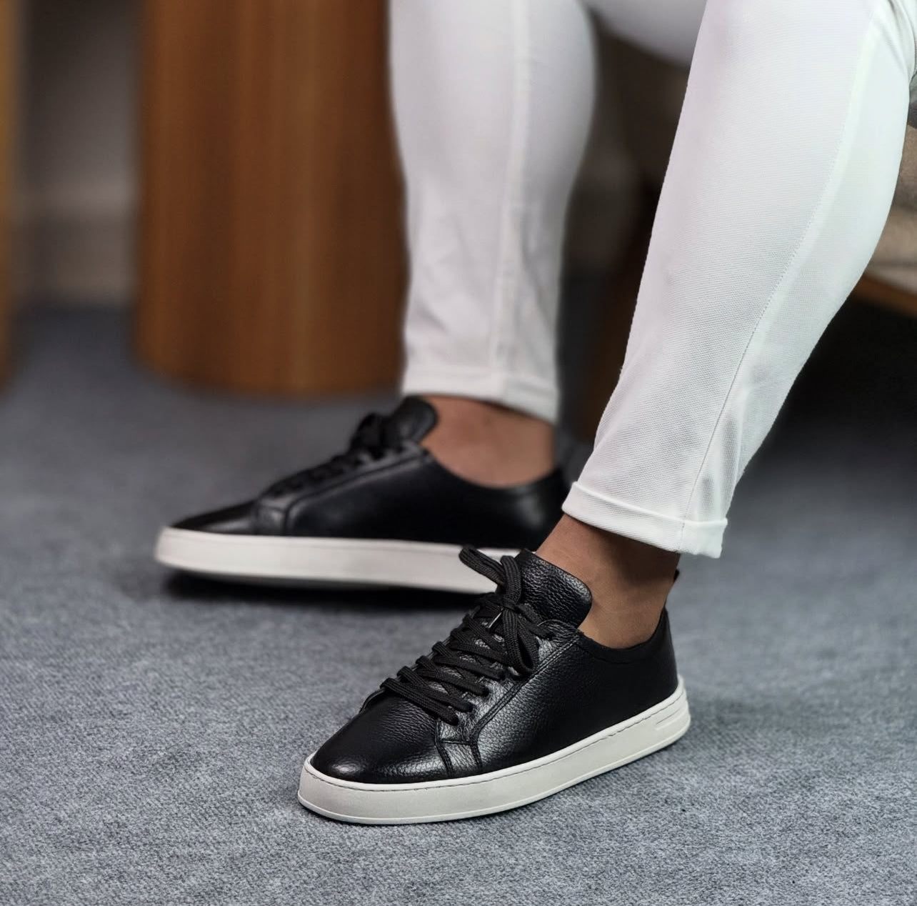 0062 SİYAH SNEKAKERS ERKEK DERİ AYAKKABI