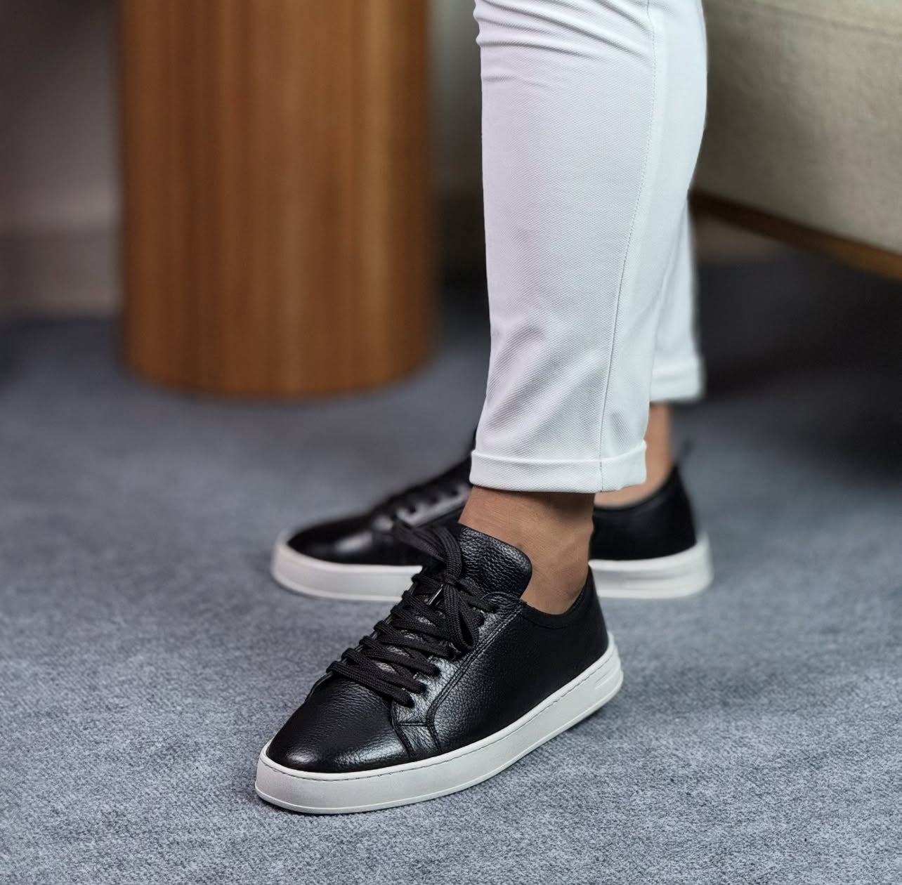 0062 SİYAH SNEKAKERS ERKEK DERİ AYAKKABI